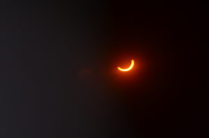 Solar eclipse at its peak in over Canyonville, OR.